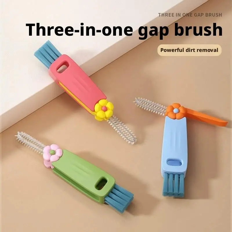 3pcs Multi-Functional Cup Brush Set, Petal Design Lid Cleaner, Gap Cleaning Tool, Baby Bottle & Cup Mouth Washer, Essential Kitc