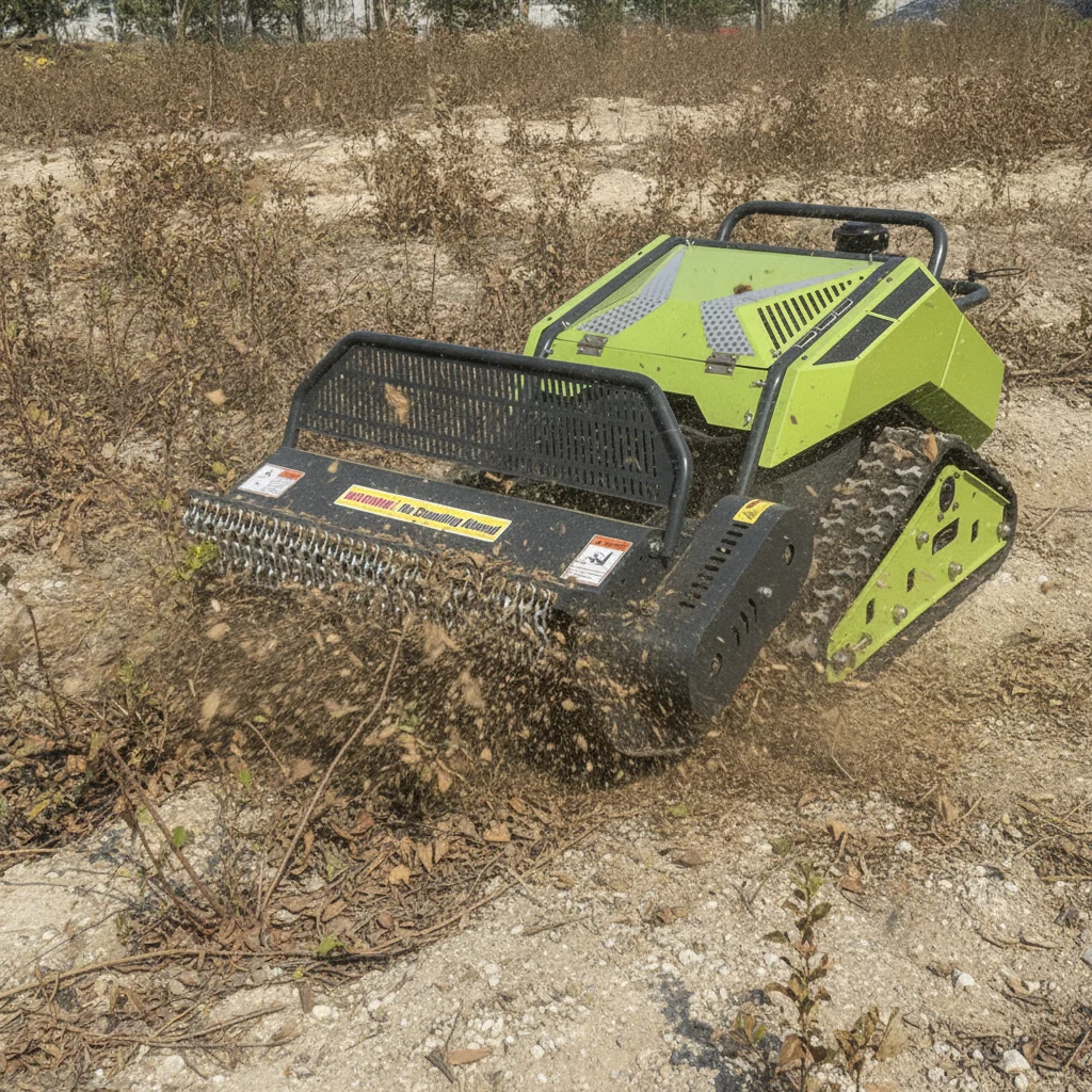 

Small Crawler Remote Control Lawn Mower Electric RC Grass Mower Anti Collision Structure For Family Backyard Cutting