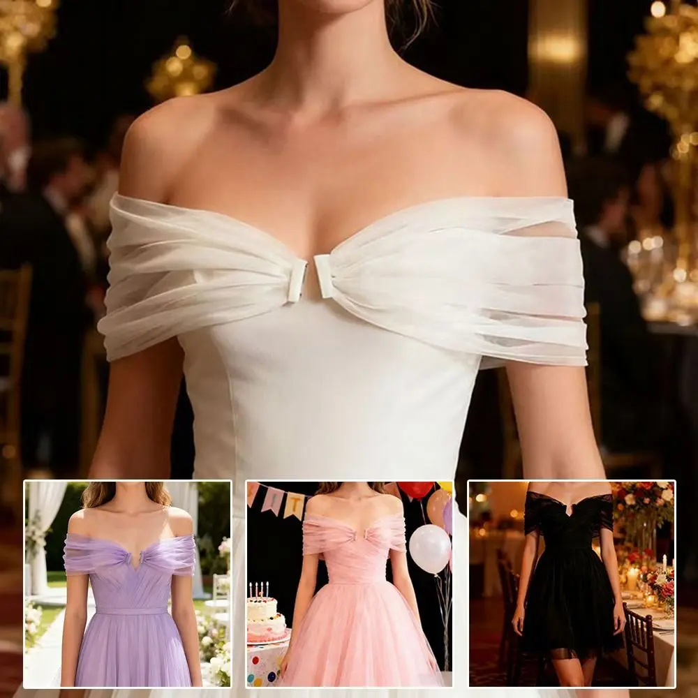 Gifts Off-the-shoulder Sheer Shawl DIY Breathable Wedding Chiffon Arm Straps Removable Bridal Wedding Dress Accessories