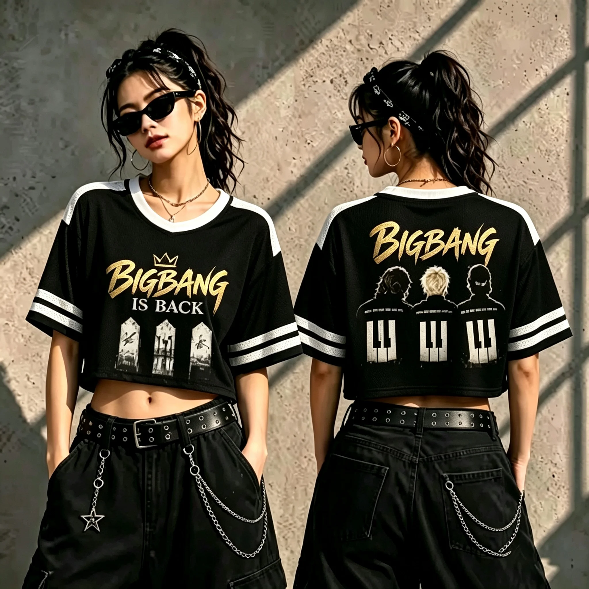 Kpop BIGBANG World Tour 2026-2027 Crop-Top T-Shirt Damen Kurzarm Krone Lightstick-Druck Konzert-Fan-Jersey Street Tee – Detail 6