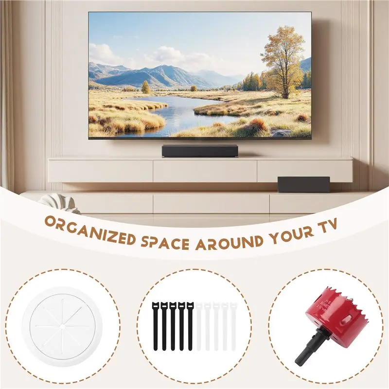 4 Pack Wire Concealer For Wall Mounted TV, 2-3/8 Inch (60Mm Hole) TV Wall Wire Concealer, Wall Cable Management Kit