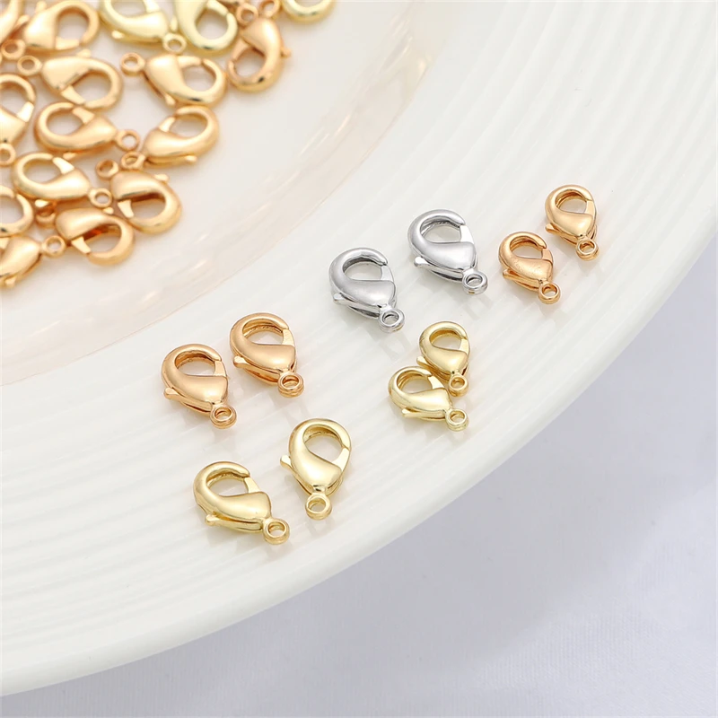 

18K Gold Plated Lobster Clasps,Spring Clasps, End Tip Covers,Crimp Beads Covers, Wire Protectors,DIY Jewelry Making Accessories