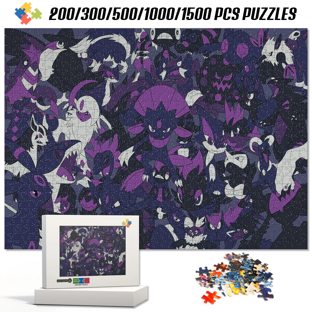 Pokemon Ghost Type Dense Characters Jigsaw Puzzles Educational Brain Game Montessori Toys for Kids Adults Family Leisure Gifts
