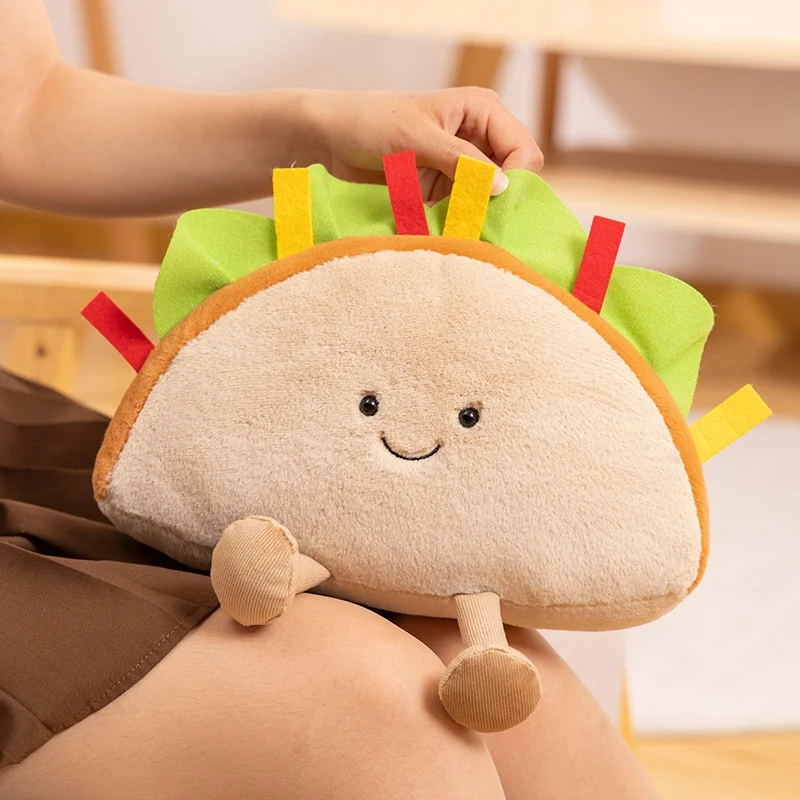 Cartoon Sandwich Pizza Taco French Fries Plush Pillow Soft Stuffed Cute Bread Food Dolls Kid Toys Sofa Cushion Decor Girls Gift