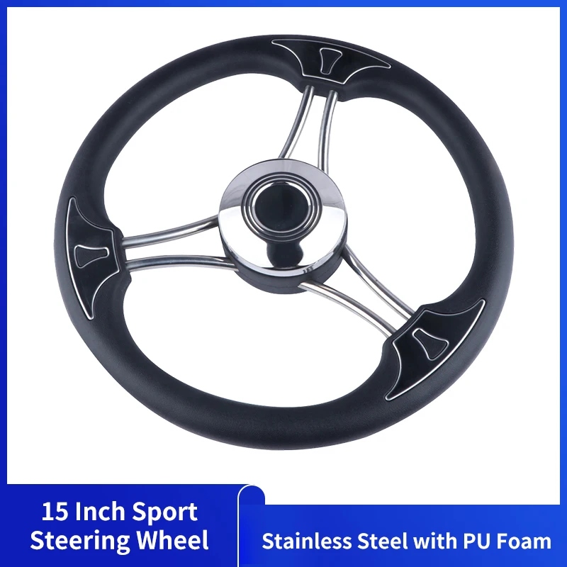 

Alastin Boat Accessories High-quality Marine 3 Spoke Stainless Steel Boat Steering Wheel with Black Foam