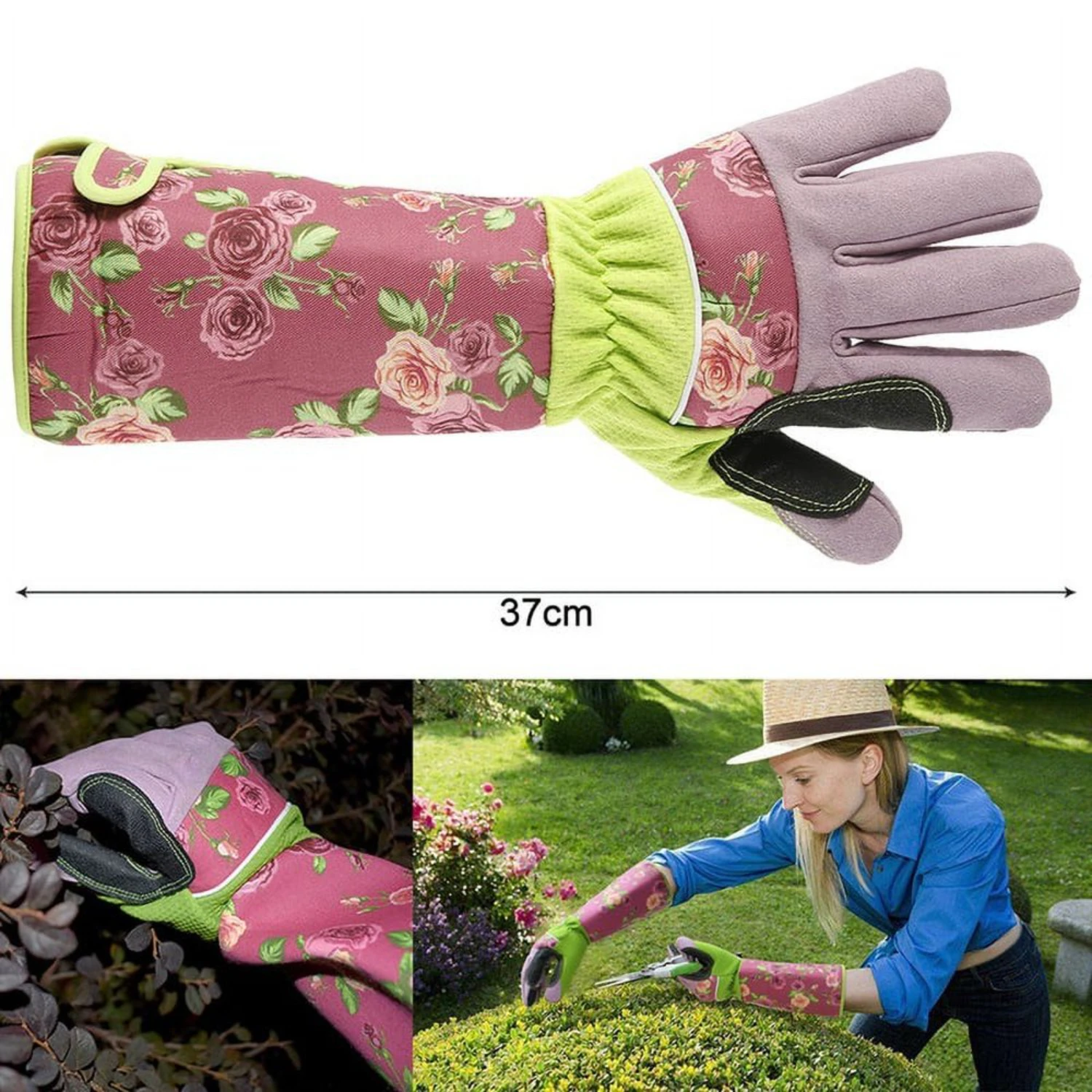 Elbow Protective Thorn Proof Ladies Garden Gauntlet with Long Sleeves Long Gardening Gloves for Women