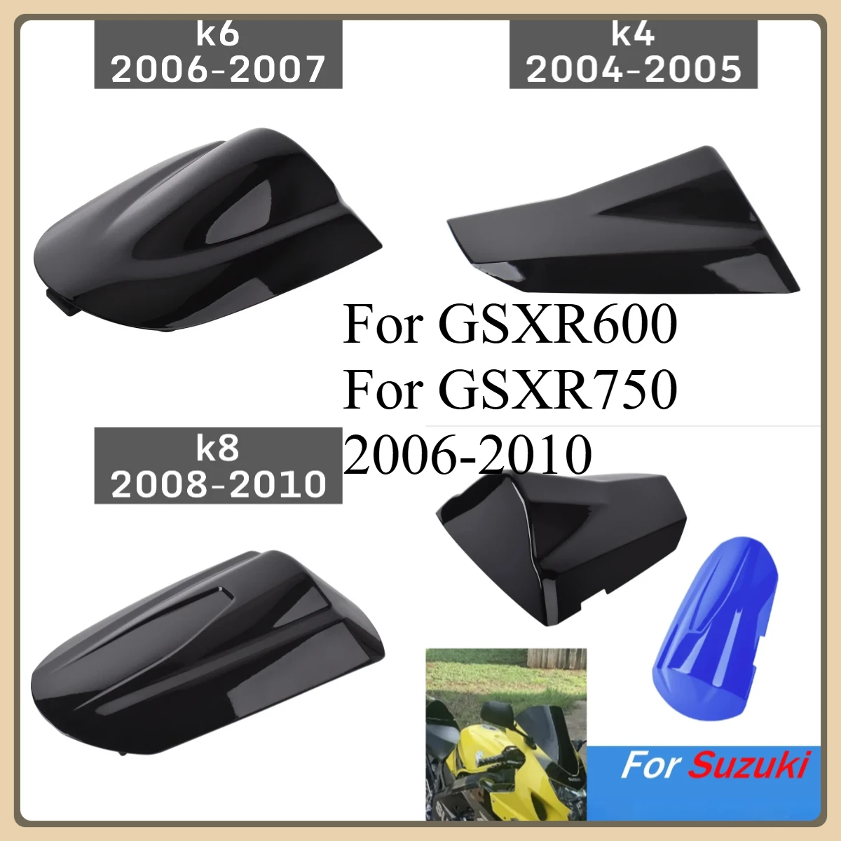 Carenado de asiento de motocicleta para GSXR600 GSXR750 2006-2010 cubierta de asiento trasero de pasajero para Suzuki GSX-R 600 750 pasajero