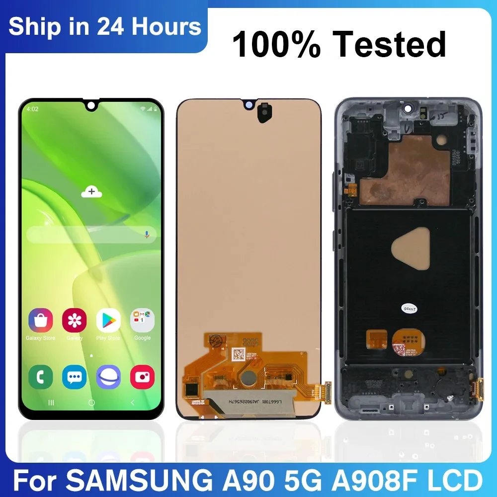 For Samsung Galaxy A90 5G LCD Display For SM-A908B, A908N, A9080 LCD Touch Screen Digitizer Assembly, with Fingerprint