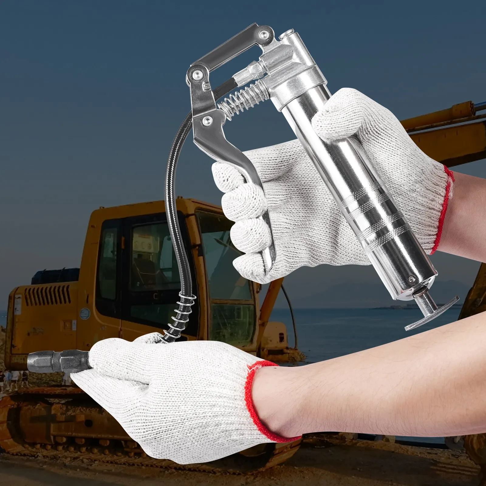 グリップ グリース ガン、3500 PSI、4 オンス 120 CC 容量ヘビーデューティ プロフェッショナル グリース ガン