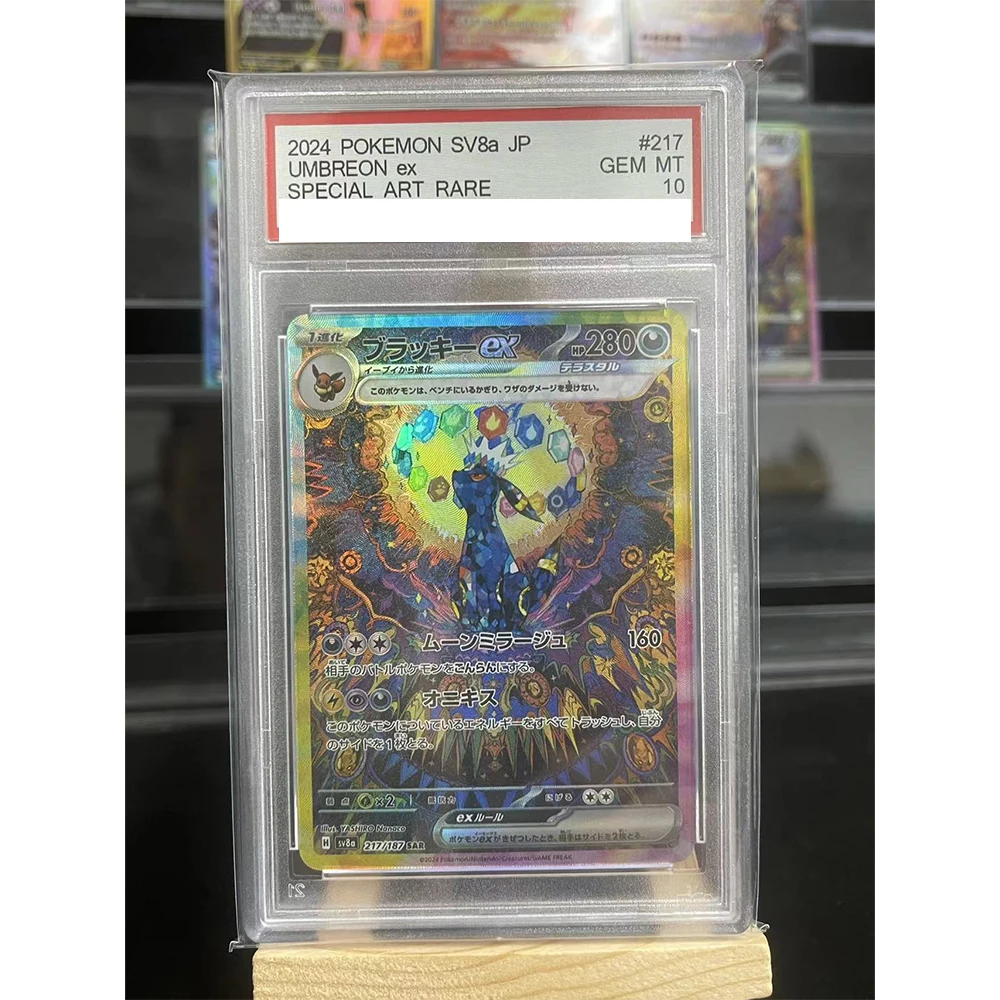 

Карта Pokemon 10 очков с английским рейтингом SV8A Umbreon EX Eevee Charizard Mew, версия для копирования, коллекционные карты для аниме-игр
