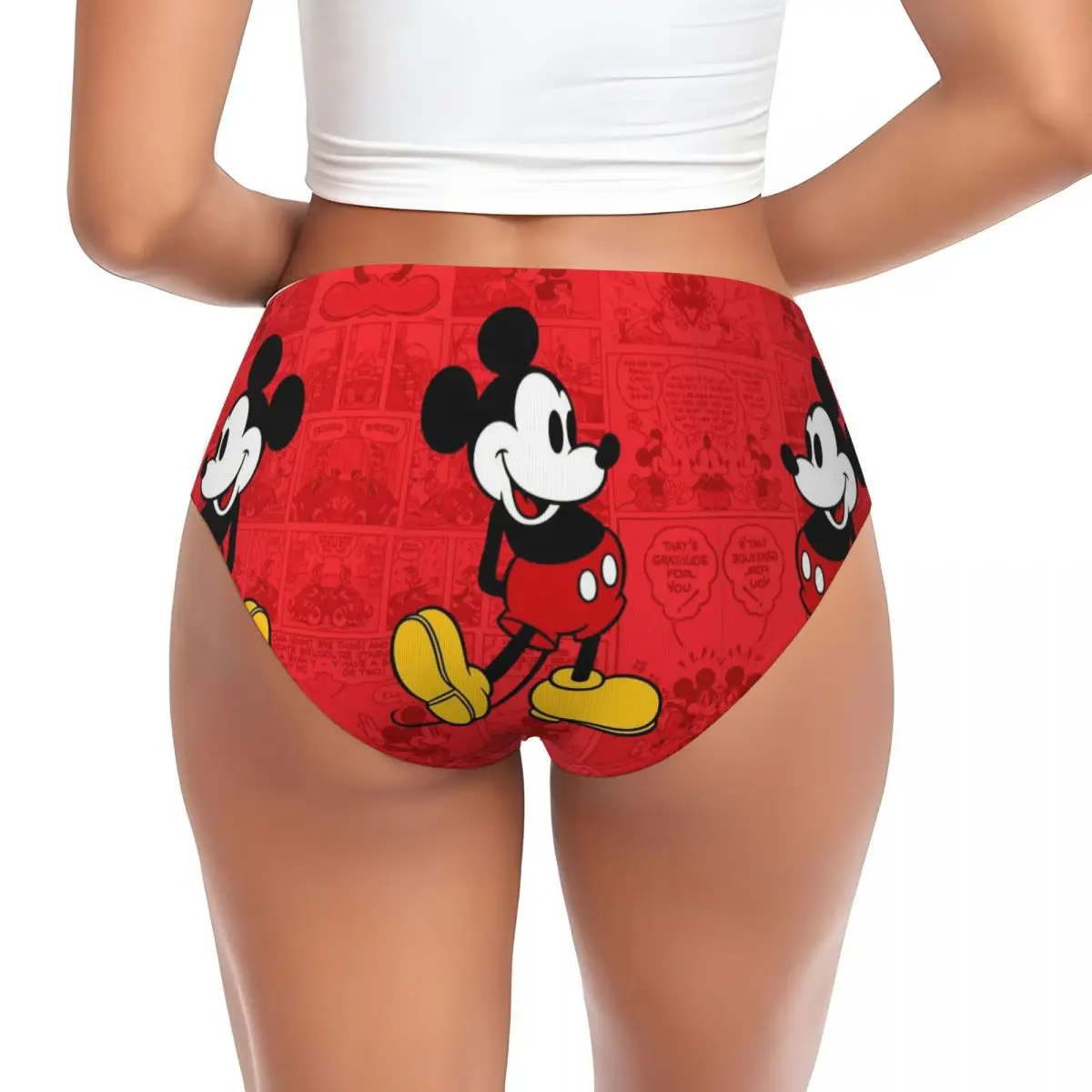 Calcinha breve personalizada de desenho animado do Mickey Mouse Minnie Mouse Roupa íntima feminina confortável