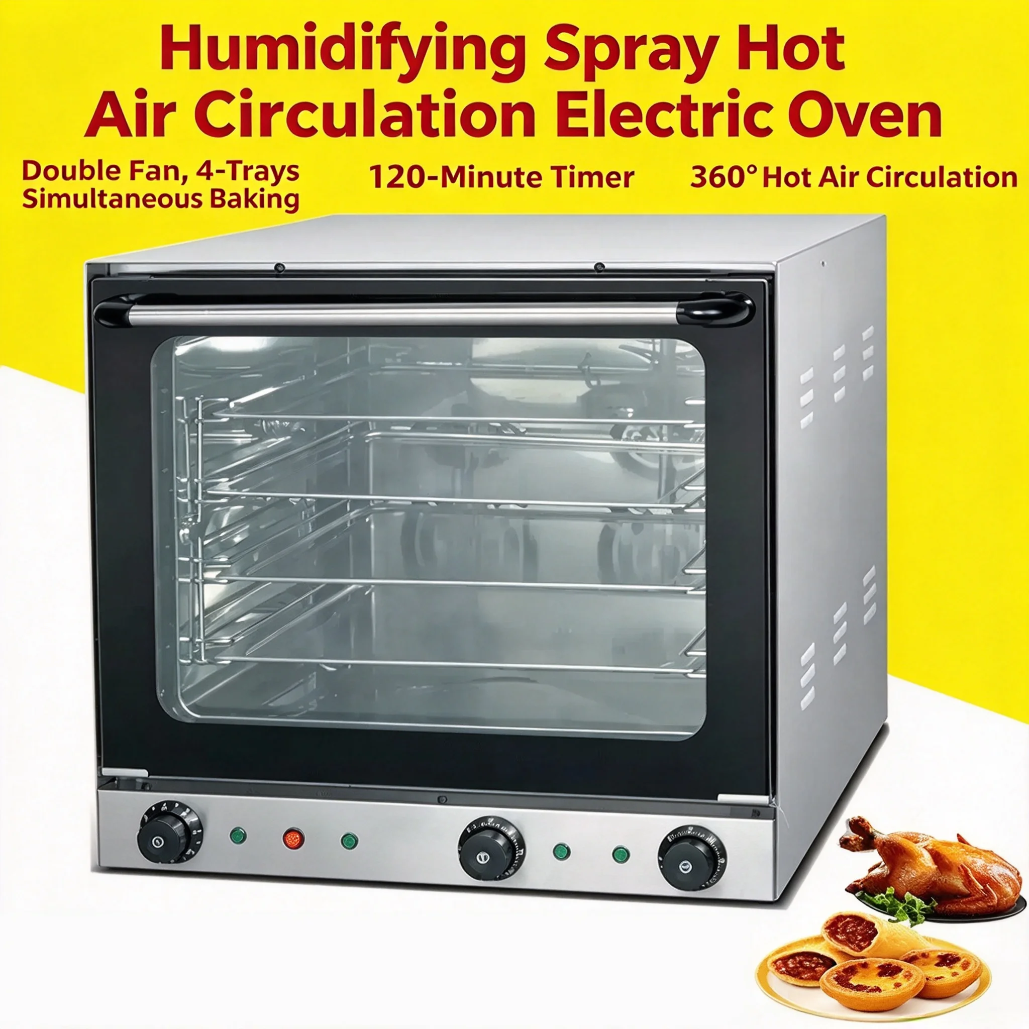 4A Commercial Convection Electric Oven Spray Baking Furnace for Pizza Roast Chicken Chicken Wings Egg Tart Baking