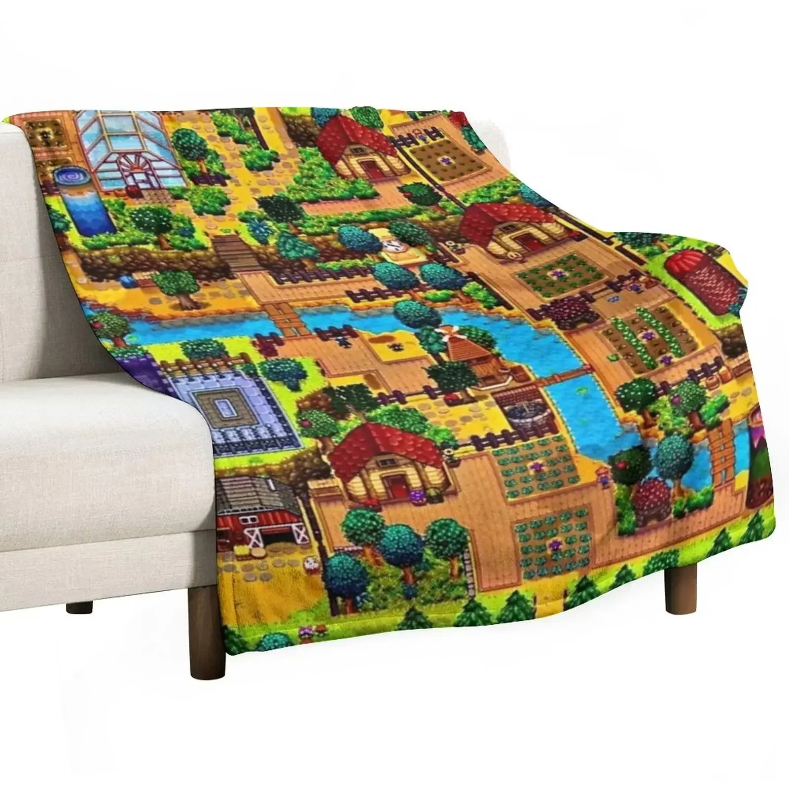 Stardew valley map Throw Blanket All Season Lightweight Soft Blanket for Bed