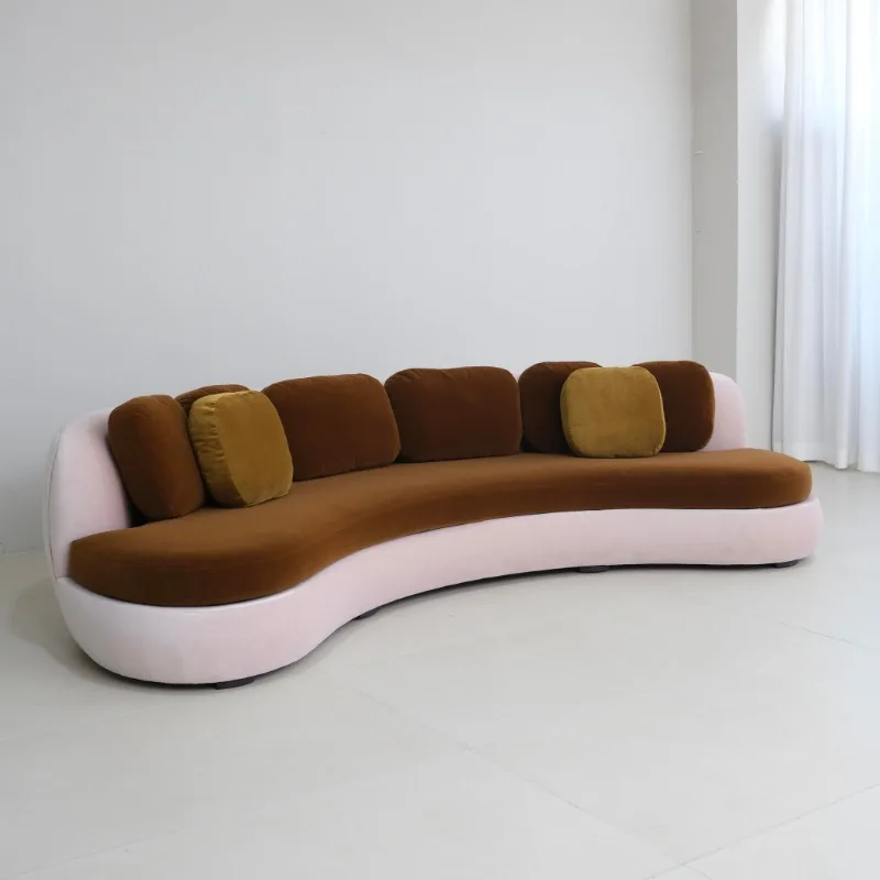 Factory direct sales, cream color, American minimalist design sense, color matching curved combination sofa