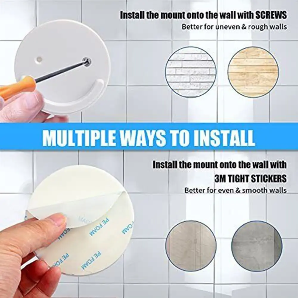 Screw Fixation No Drilling Stick Wall Adhesive Curtain Rod Mount Retainer Shower Rods Holder Tension Holder Shower Curtain Rod