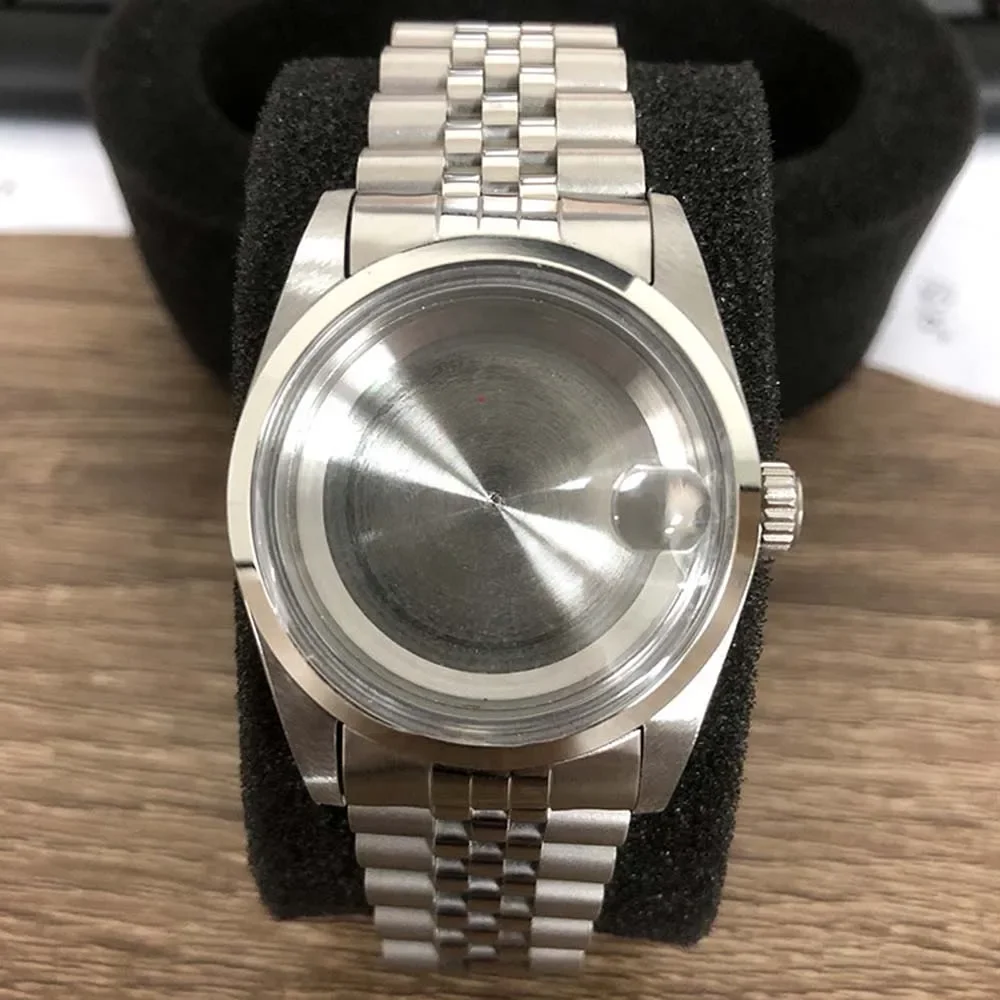 

36mm Retro Watch Case+Watch Strap Acrylic Glass Stainless Steel Case Watchband for NH35/NH36/4R Movement Diy Kits