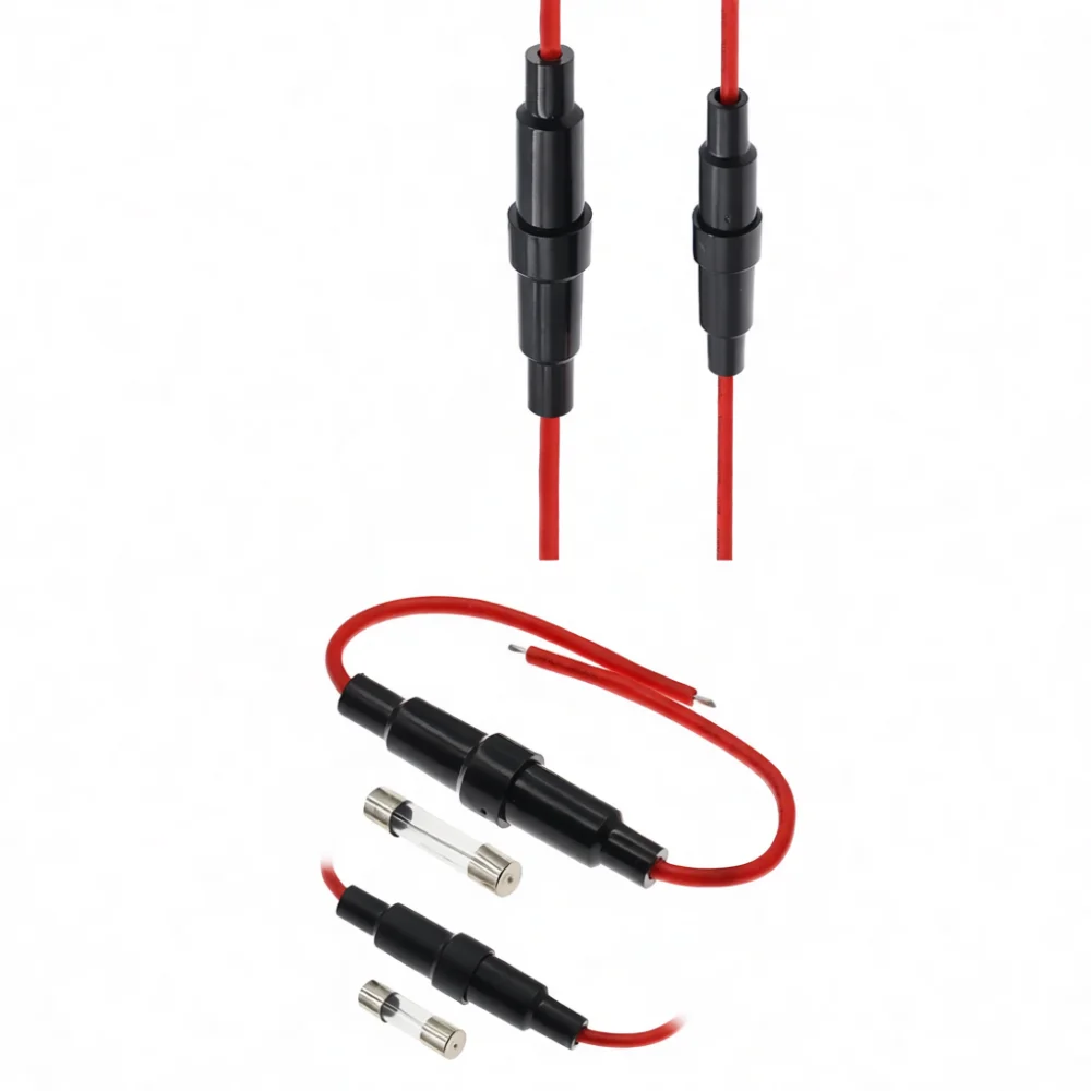 For TLZWLA Inline Fuse Holder 5x20mm 6x30mm Glass Tube Connector Plastic Shell Copper Wire Circuit Safety Protection Accessory