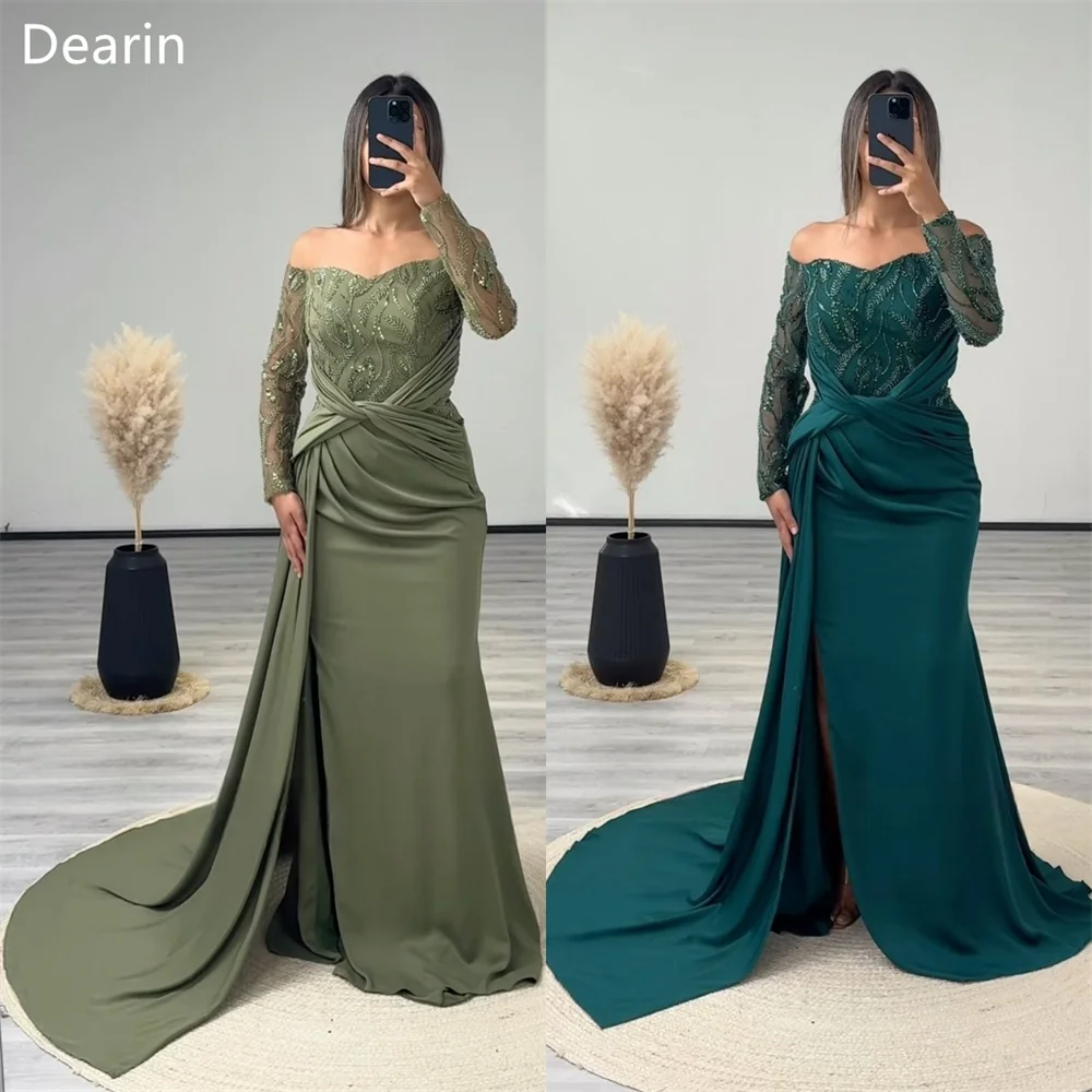 Customized Saudi Arabia Dearin Off-the-shoulder Mermaid Floor Length Skirts Knot Draped Embroidery Bespoke Occasion Dresses Form