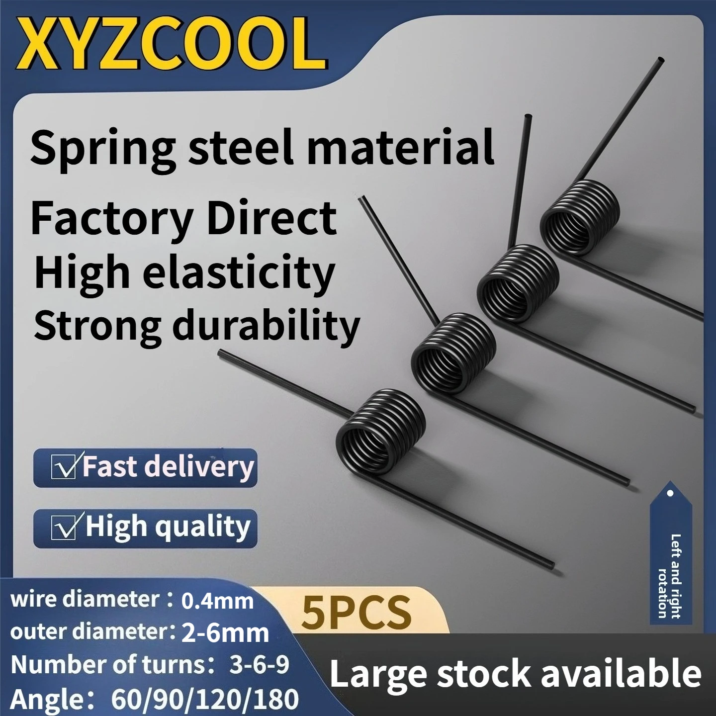 0.4mm spring steel torsion spring 90-180 degrees small hair clip torsion rotation return door lock clip V-shaped spring