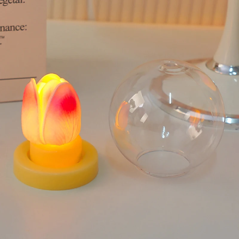 Mini LED Night Light Cute Tulip Desk Lamp Desktop Ornament Bedroom Table Lights Children Holiday Gifts
