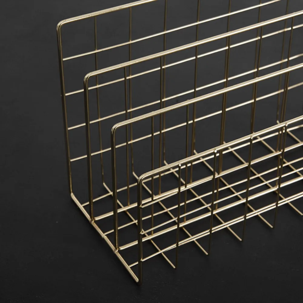 Freestanding Three Grid File Sorter Organizer L Shaped Desktop Storage Rack Makeup Organizer Box Home Countertops