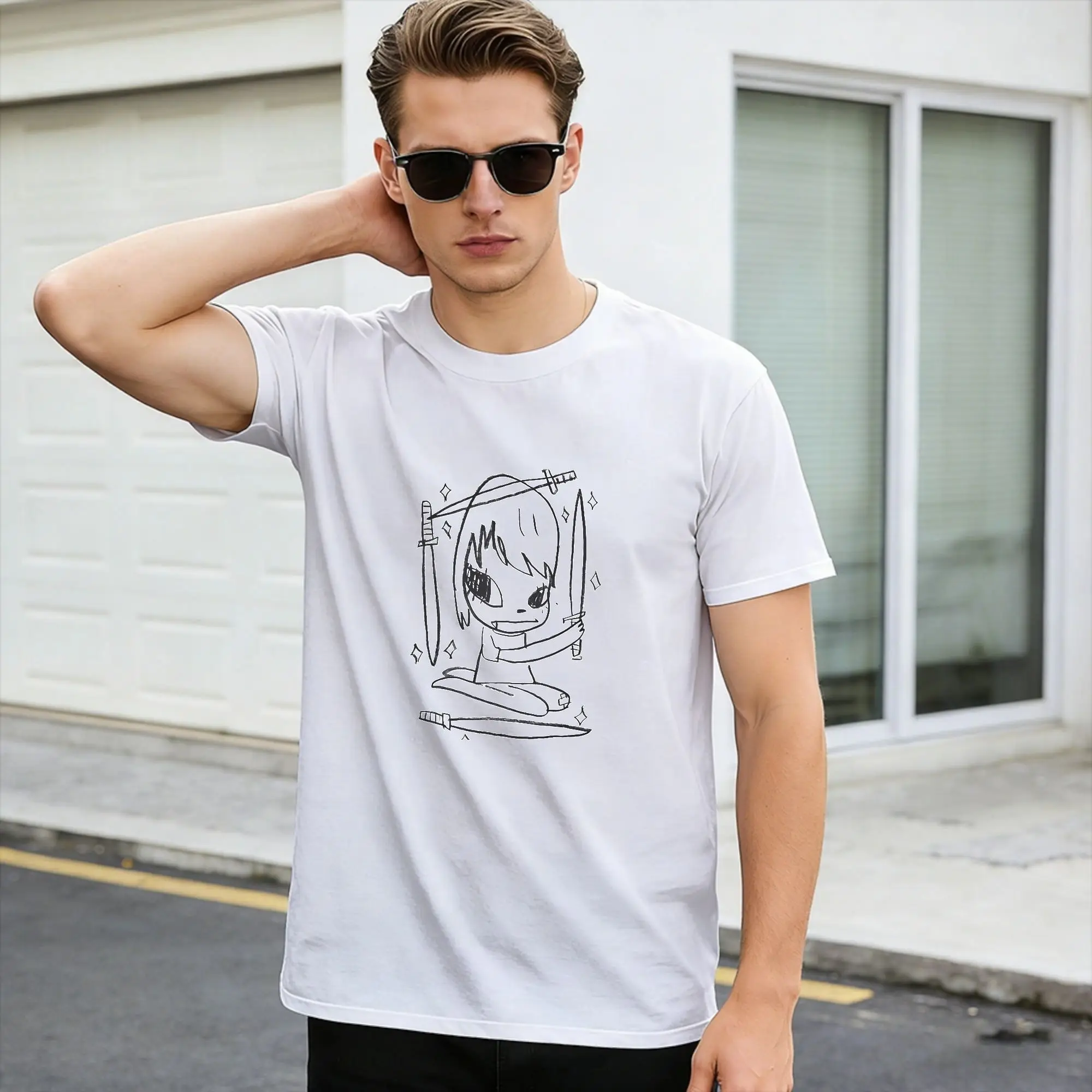 Y-Yoshitomo Nara T Shirt Beach  Vintage T-Shirts Pure Cotton Hip Hop Tee Shirt For Man Design Clothes,