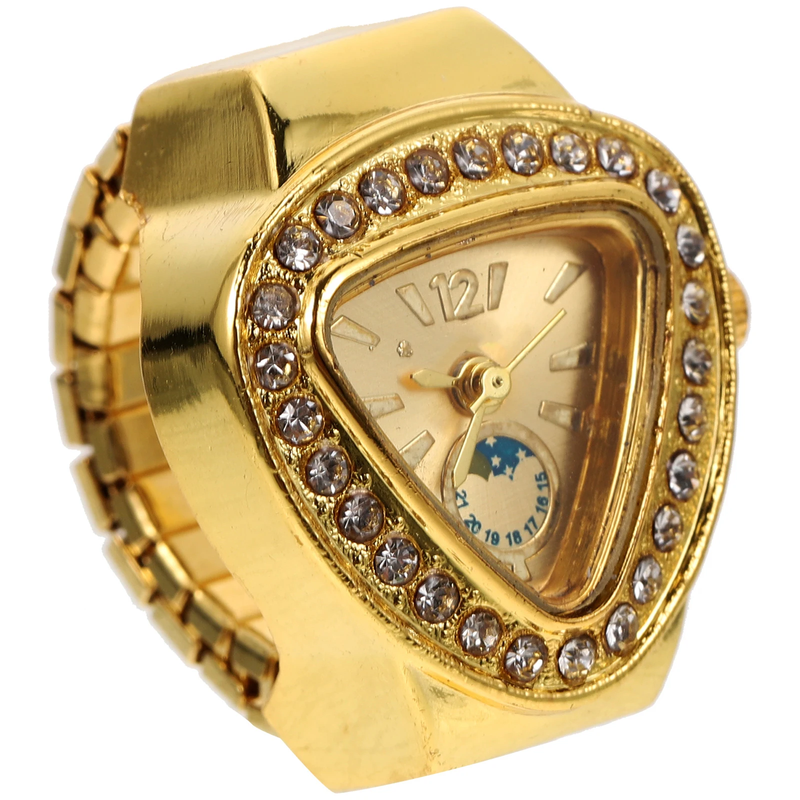 2Pcs Mini Ring Watch Novelty Finger Watches Kids Stylish Decorative Rings Small Creative Student Accessories Gold Color