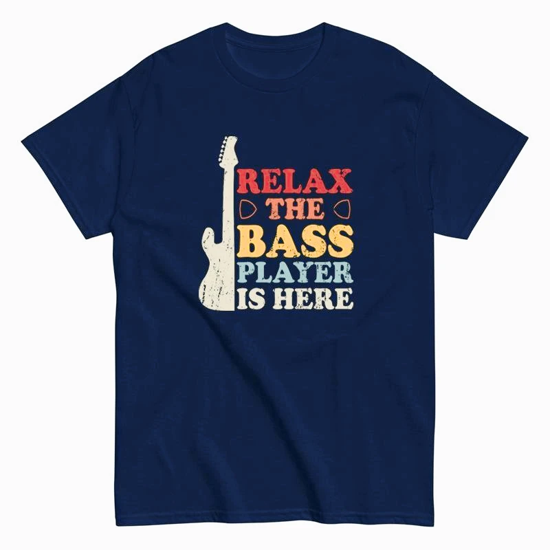 

Relax Bass Player Here Забавная футболка в американском стиле, летняя винтажная мужская и женская свободная повседневная футболка с короткими рукавами, нишевая одежда