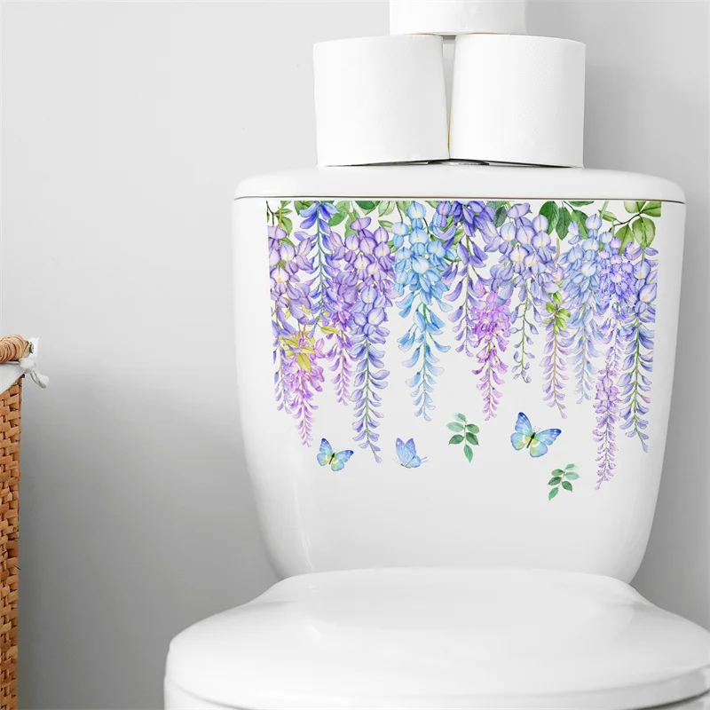 M14# Plants Flowers Birds Wall Sticker Bathroom Toilet Decor Living Room Cabinet Refrigerator Home Decoration Decals