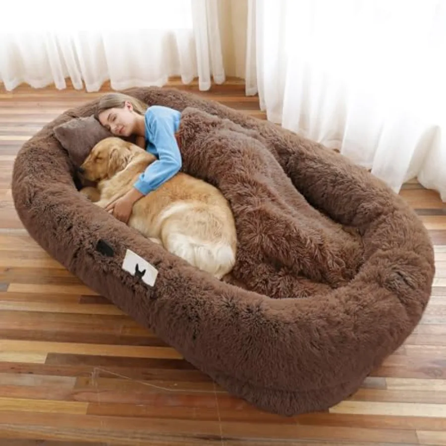 Human Dog Bed 71''x45''x12'' Size Fits You and Pets Washable Faux Fur Pet Bed for People Doze Off Napping Orthopedic Dog Bed Pr