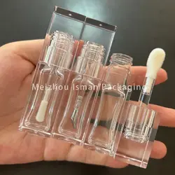 50Pcs Empty square big doe foot clear wand lipstick lip gloss packaging big brush applicator lipgloss container tubes 8ml