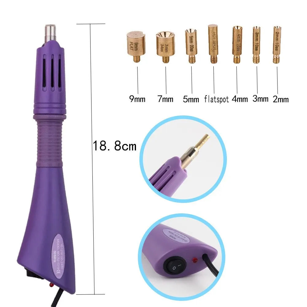 EU /US Purple Hotfix Rhinestone Applicator Hot Fix Applicator Fast Heating Iron-on Wand Heat-fix Rhinestones Glass Diamond Tool