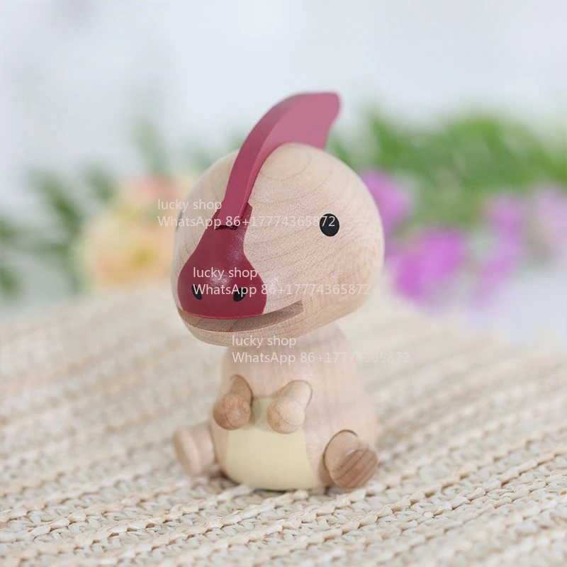 

Деревянная фигурка динозавра Wood Fun Boy из массива дерева, настольное украшение для офиса, антистресс, пружинная игрушка для автомобиля
