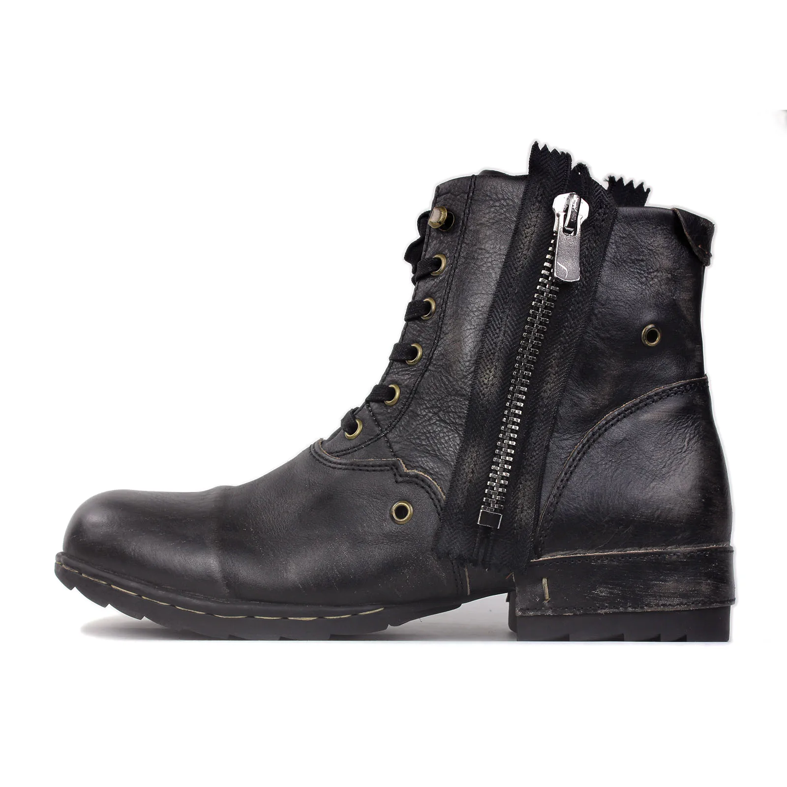 Genuine Leather Men Shoes Handmade Ankle Boots Superstar Boots Classic Vintage Shoes Motorcycle Men Boots Olive Green OS-5008-8