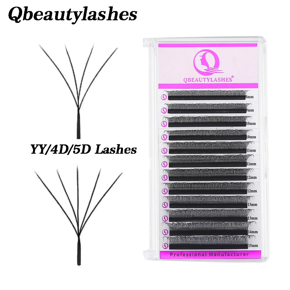 

Qbeautylashes YY 4D 5D W Shape Lashes bloom Y Premade Fans Soft Eyelash Extension W Shape Brazilian Volume False lashes
