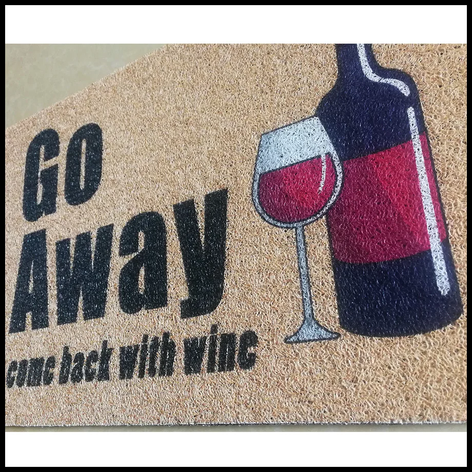 Funny Doormat Go Away Come Back with Wine Entrance Welcome Mat Outdoor PVC Rugs Custom Floor Mats Carpet Dust Proof Home Decor