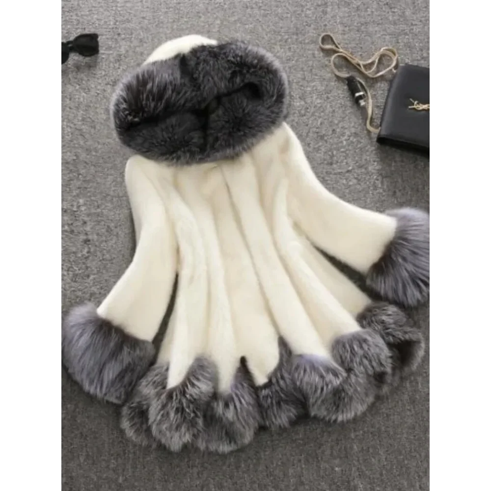 Women Long Warm Luxury Fur Parkas Bontjas Furry Outerwear New Autumn Winter Hooded Loose Faux Fur Jacket Thick Korean Maxi Coat