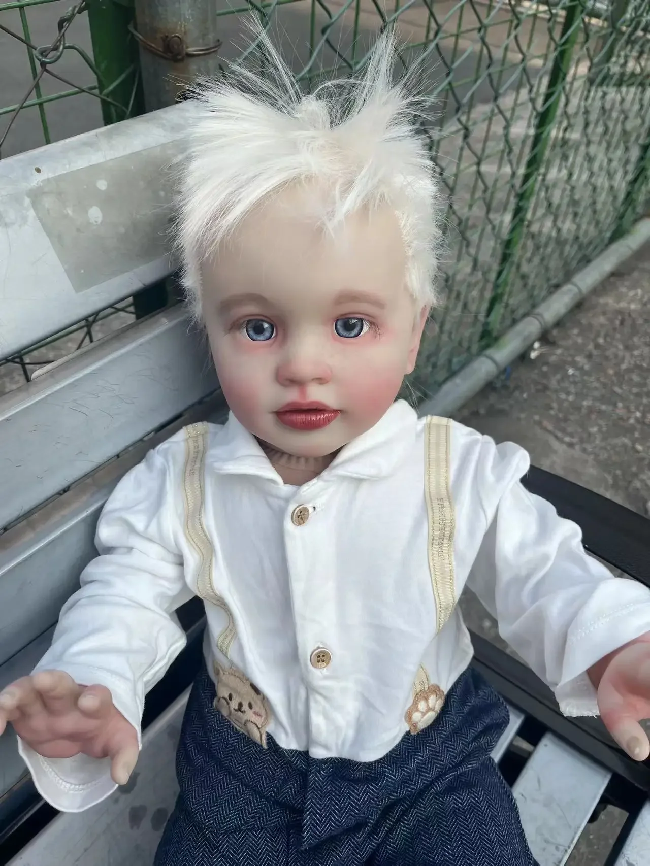 

DLSCustomized Limited Supply 26inch Reborn Baby Pippa Real Photos With White Hair Already Finished Doll Boy Version With Dress