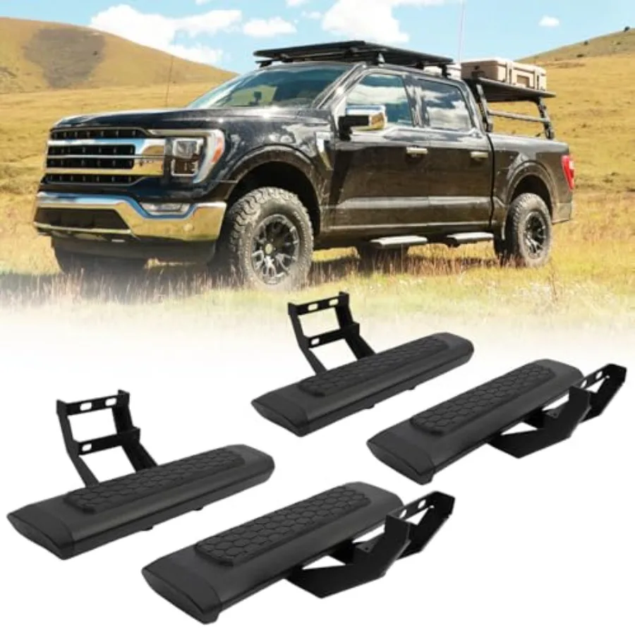 4PCS EZ Side Steps for 2015-2026 Ford F150 SuperCrew Cab 4-Doors 2017-2026 Ford F250 F350 Super Duty Crew Cab Running Boards St