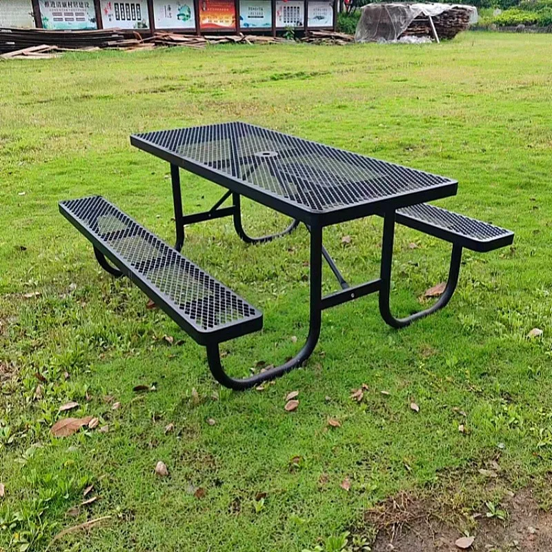 Outdoor leisure wrought iron table combination, round table square table waterproof and sunscreen creative park chess and card