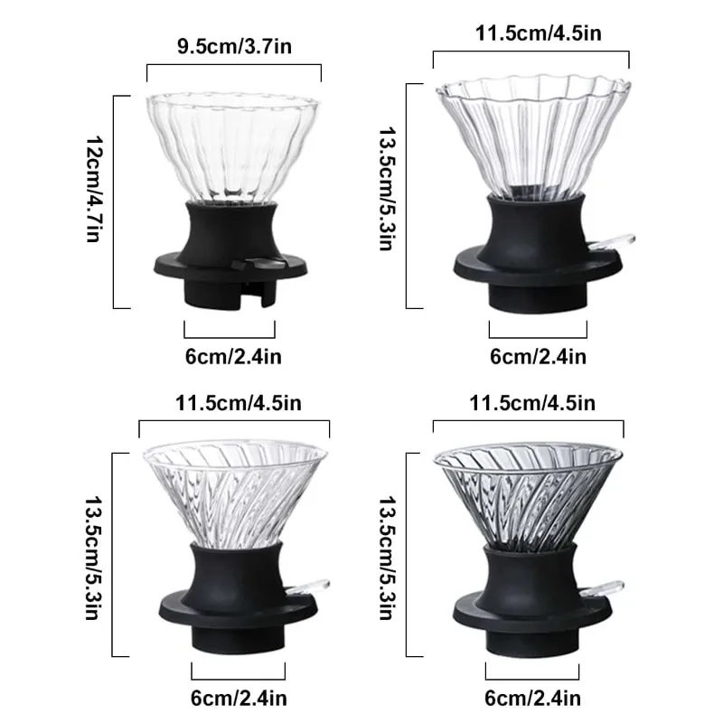 

Leeseph Coffee Filters Immersion Coffee Dripper Glass Pour Over Coffee Maker with Push Switch, Drip Slow Brewing Accessories
