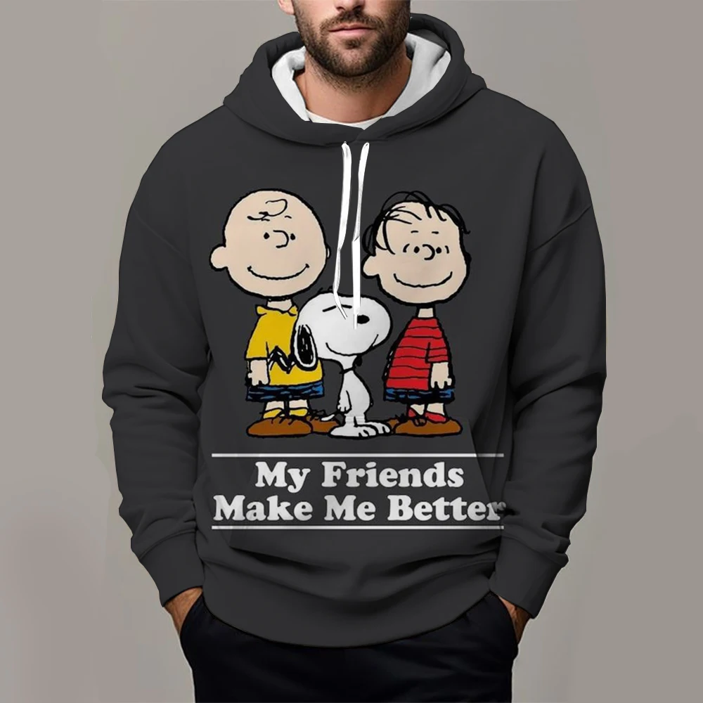 Snoopy Fun Printed Men\'s Hoodie Cartoon Women Oversized Sweatshirt Tops Autumn Winter Couple Pullover Kid Girl Boy Hoodie