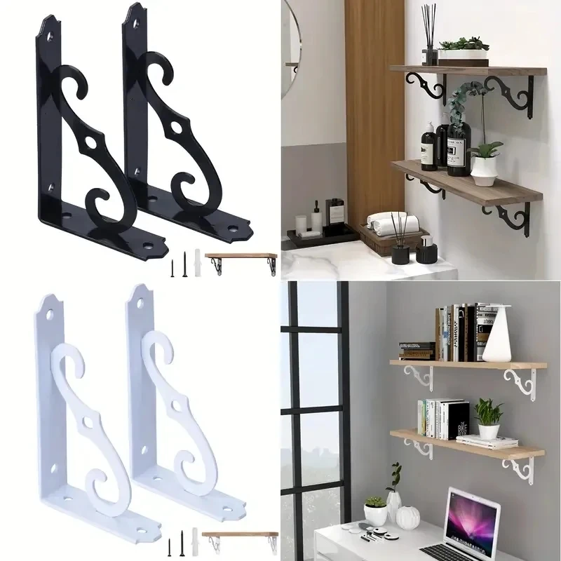 

2pcs L Shape Heavy Duty Iron Triangular Brackets Wall Mounted Floating Shelf Bracket Decorative DIY Open Shelving Hard Ware