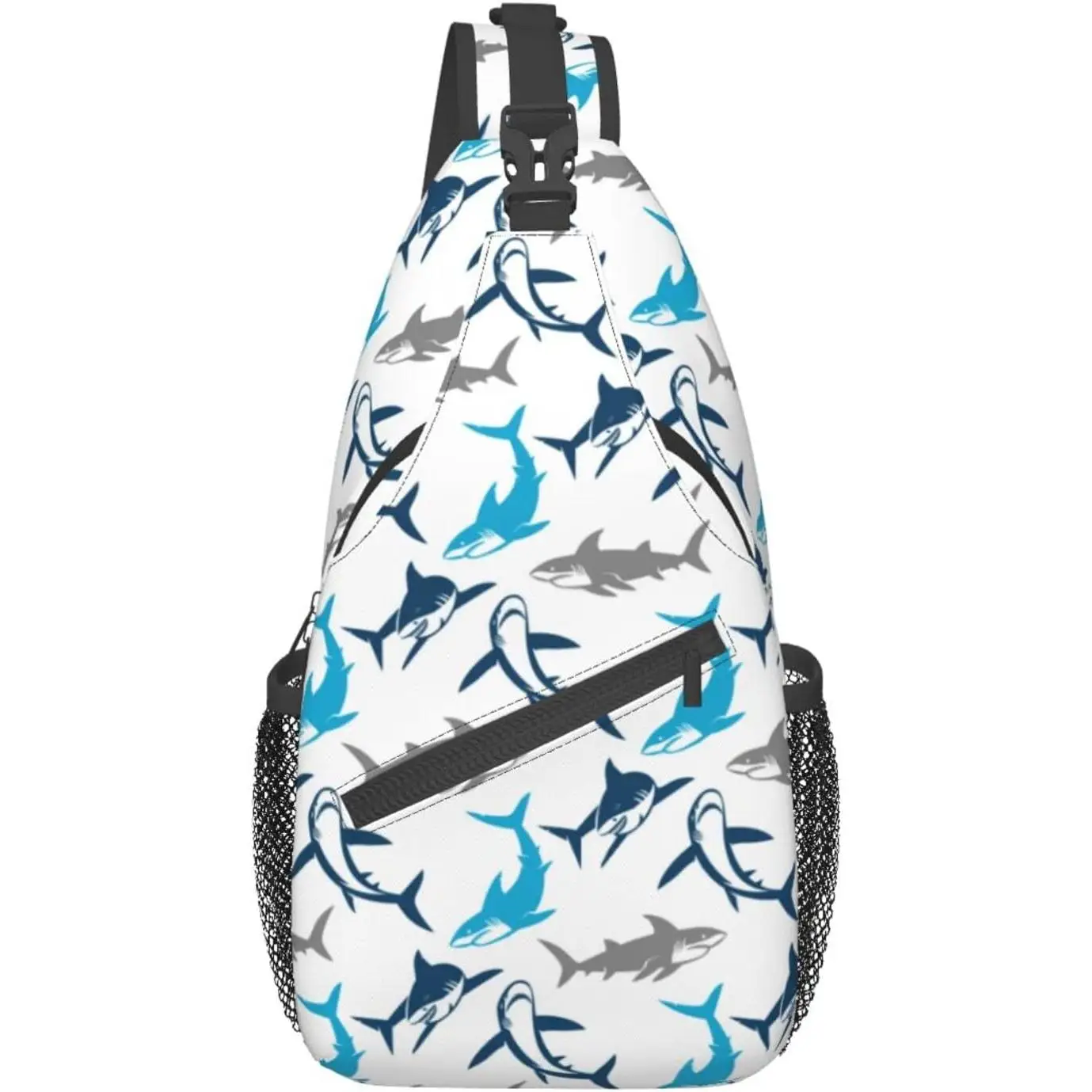 Abstract Shark Silhouettes Gym Sports Travel Hiking Daypack Cute Animal Print Chest Bag Shoulder Bag for Women Men