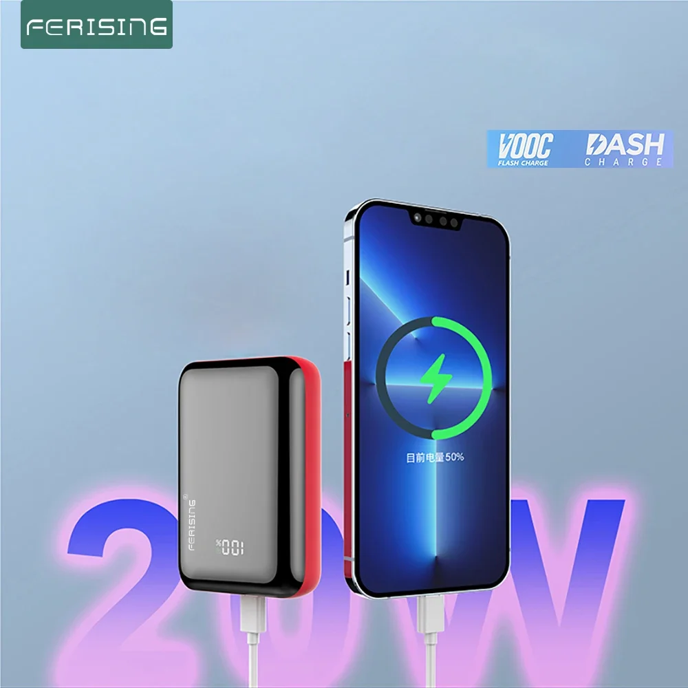 

FERISING 22.5W VOOC 10000mAh LED Display Portable Charger Power bank External Battery PD20W for Oneplus 10 iPhone 14 15 Xiaomi