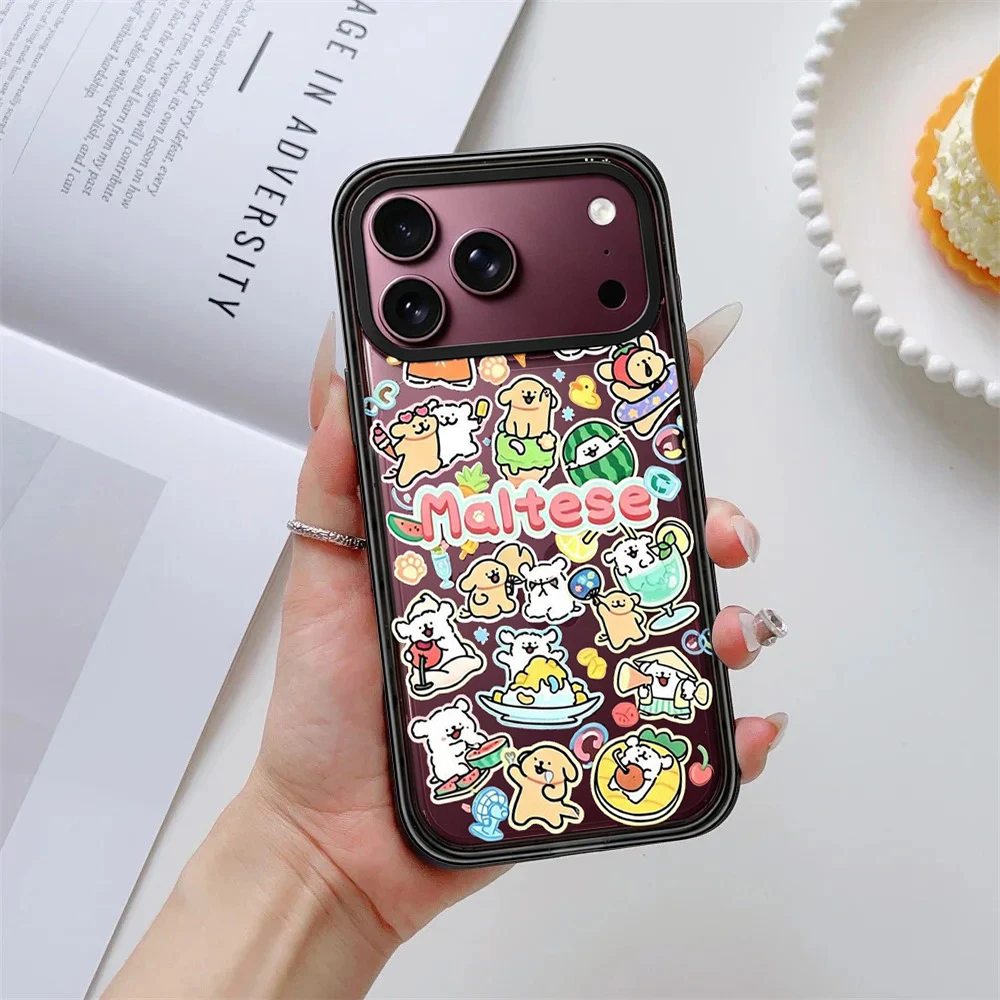 Cute Party Companion Dog Impact Black Border Magnetic Phone Case Cover for IPhone 13 14 15 16 17 18 Pro Max Case