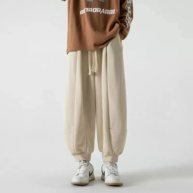 

Japanese Pants Mens Fashion Solid Color Hip Hop Drawstring Casual Pants Men Autumn Winter Loose Vintage Trousers Mens Sweatpants