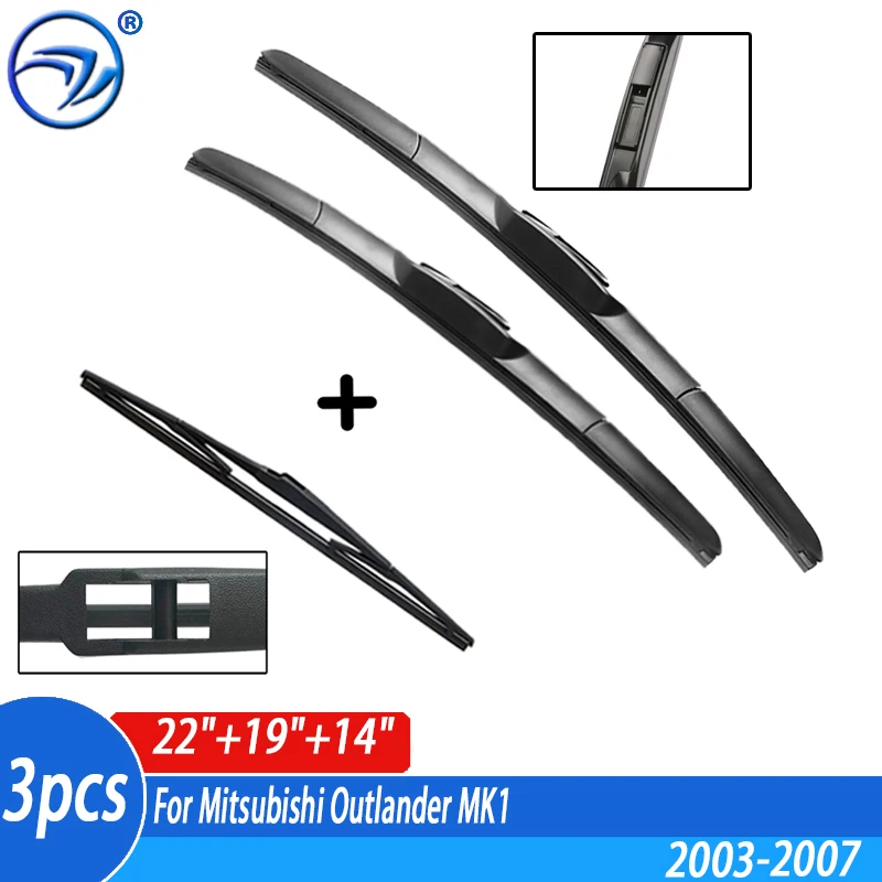 

Комплект передних и задних щеток стеклоочистителя для Mitsubishi Outlander MK1 2003 2004 2005 2006 2007 лобовое стекло 22 "19" 14"