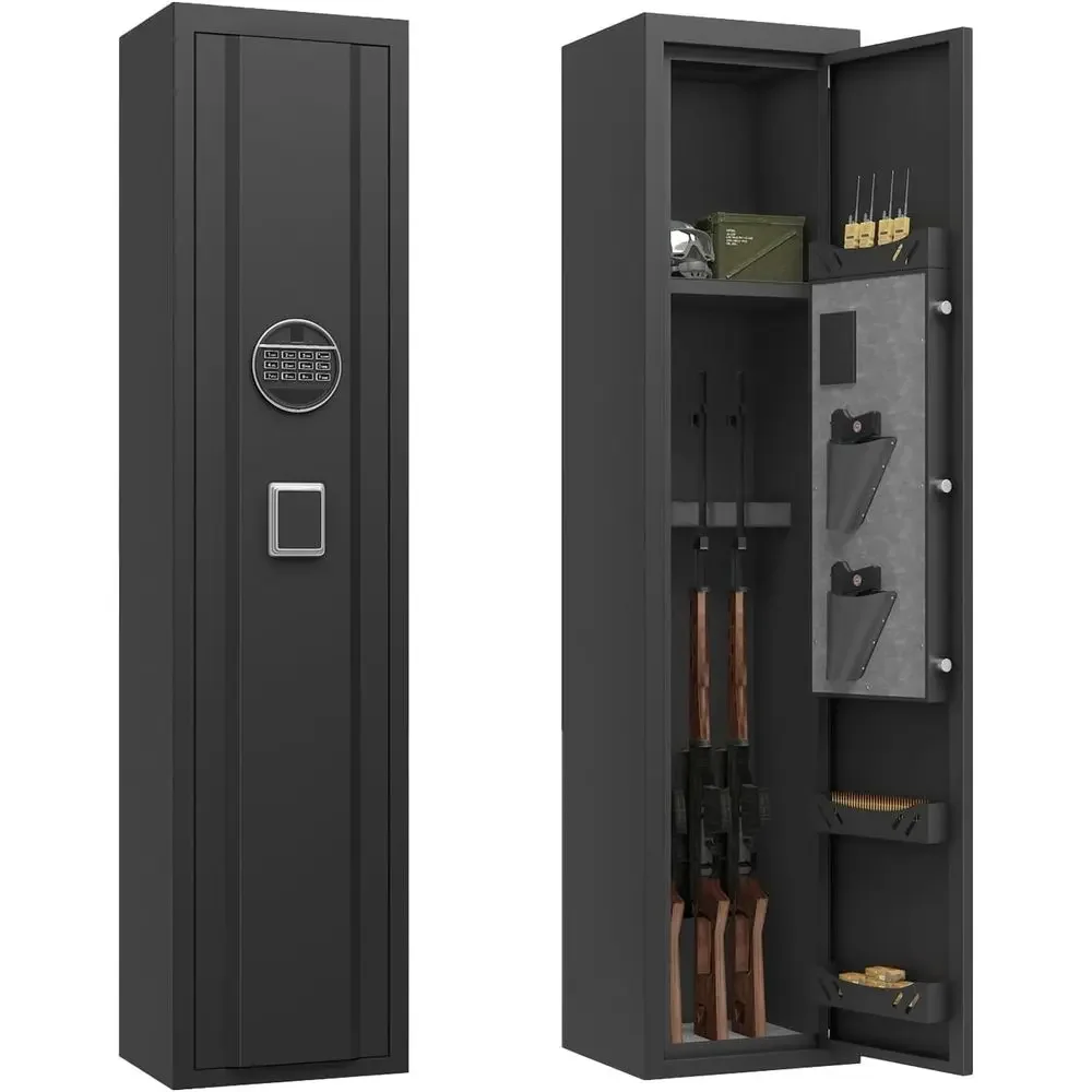 Durable 3-5 Gun Safe with Removable Racks, LED Alarm, and Electronic Lock for Home Security