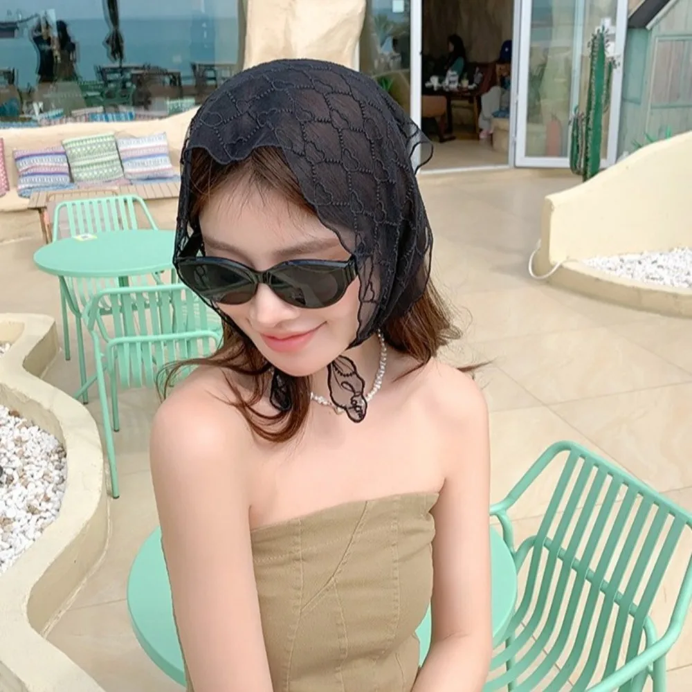 

Изысканные кружевные шарфы-платки в форме сердца, банданы, шали, головные платки в корейском стиле, треугольные хиджабы, шарфы для отпуска